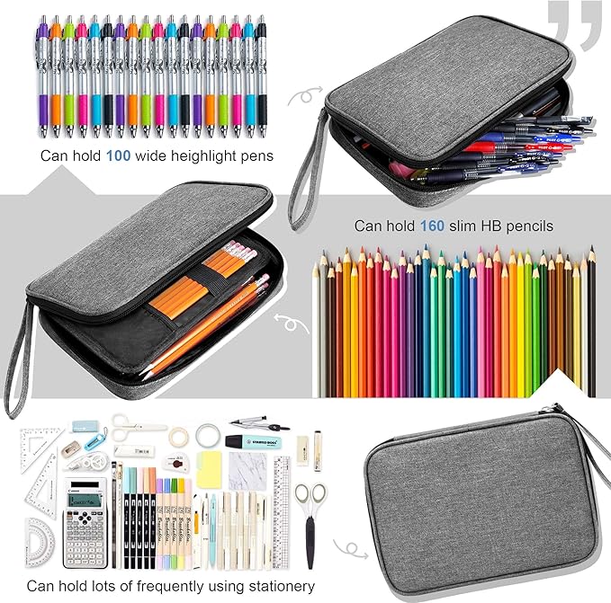 Zannaki Big Capacity Storage Pouch Marker Pen Pencil Case Simple Stationery Bag Box Art Tool & Sketch Storage Boxes for Bullet Journal Middle High School Office College Student Girl Women Adult Teen