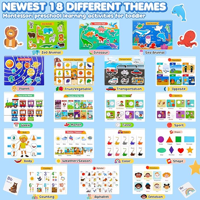 Busy Book for Toddlers 3-5, Preschool Learning Activities, Montessori Learning Educational Toys, Tracing Activity Coloring Books for Kids Ages 4-8, Autism Sensory Travel Toys, Birthday Gifts