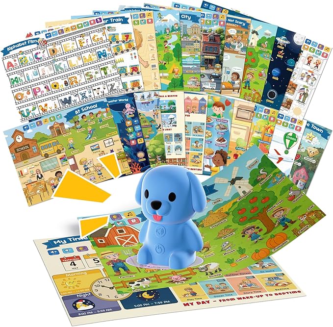 QuTZ Talking Pen Poster Set, Learn to Read Sound Posters, 10 Tap to Read Audio Posters, 500+ Words & Fun Facts, 700+ Interactive Games, Electronic Educational Toy for Kids 3+