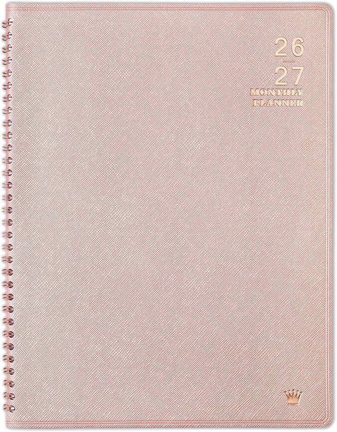 2026-2027 Monthly Planner - 2026-2027 9'' x 11'' Monthly Planner/Calendar from JUL. 2026 - DEC. 2027, 12-Months Calendar Spiral Bound with Soft Leather Cover, 15 Note Pages, Tabs, Inner Pocket