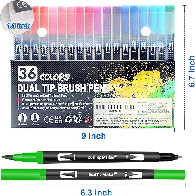Halobios Dual Brush Marker Pens, 36 Colors Art Markers with Fine and Brush Tip Coloring Markers for Adults, Marker for Journaling Calligraphy Drawing Sketching Doodling Illustrating