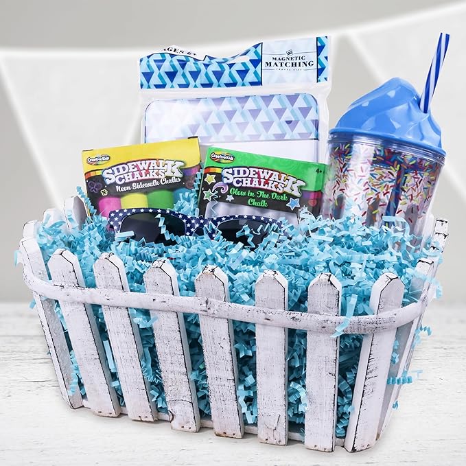 MagicWater Supply Iridescent Crinkle Cut Paper - 1 LB Diamond Pastel Blue - Shred Filler great for Gift Wrapping, Basket Filling, Birthdays, Weddings, Anniversaries