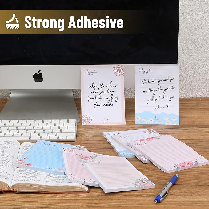Mr. Pen- Floral Lined Sticky Notes, 4" x 6", 6 Pads, 60 Sheets/Pad, Large Aesthetic Sticky Notes with Lines, Ruled Post Stickies, Memo Pads, Self-Stick Note Pad for Office, School, Home, Study