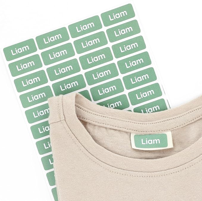 TeddyLabels - Clothing Labels for Nursing Home (180) – Self-Adhesive Name Tags for Clothes and Personal Items. Personalized Labels for Daycare, Nursing Homes, and Laundry Use - Green