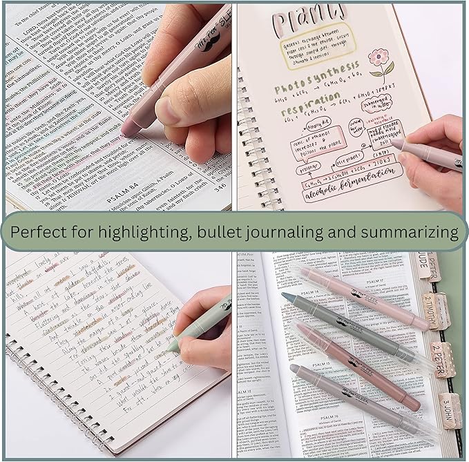 Mr. Pen- No Bleed Gel Highlighters, Dusty Colors, 8 Pack, Bible Highlighters and Pens No Bleed, Bible Markers for Study, Journaling, School Supplies and Accessories