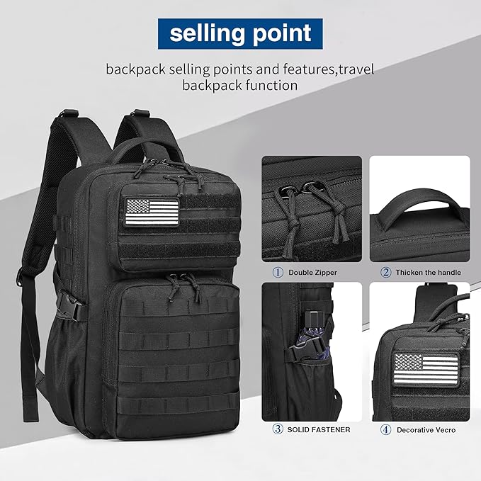 Wotony Military Tactical Backpack for Men Waterproof Daypack 3 Day Assault Pack Molle Bag with Water Bottle Holder
