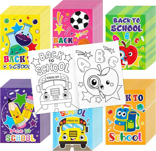 Dvbonike 96Pcs Back to School Coloring Books - First Day of School DIY Color-in Pages Pencil Schoolbag Cute Patterns Drawing Booklet Classroom Reward Art Activity Gifts Party Favors Supplies