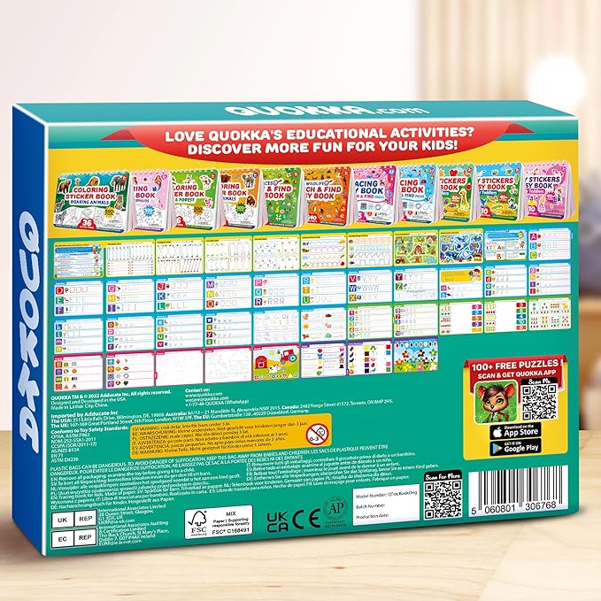 QUOKKA Tracing Books for Kids Ages 3-5 – Reusable Dry Erase Activity Books for Kids Ages 3-5 - Writing Practice Workbook with Markers Quiet Time Travel Learning