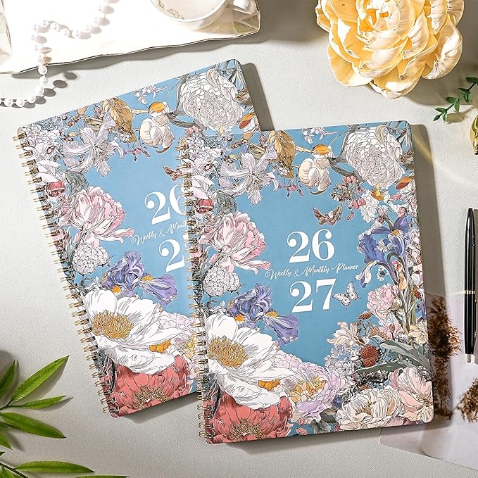 2026-2027 Planner - Academic Planner 2026-2027, July 2026 - June 2027, Planners Weekly and Monthly, 8.5" x 11", Colorful Monthly Tabs, Storage Pocket, Spiral Bound for School Office Home - Floral