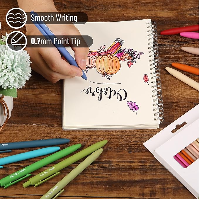 Mr. Pen- Retractable Gel Pens, 12 Pack, Assorted Color Inks, Fine Point 0.7mm, Fast Dry, Smooth Writing, Cute Pens for Drawing, Writing Planner and School Supplies
