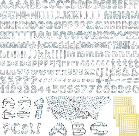 221 Pcs Lined Notebook Bulletin Board Letters, Round Alphabet Number Punctuation Symbol Combo Letter Cutouts, Composition Classroom Decor for Summer School Chalkboard Whiteboard Poster Wall