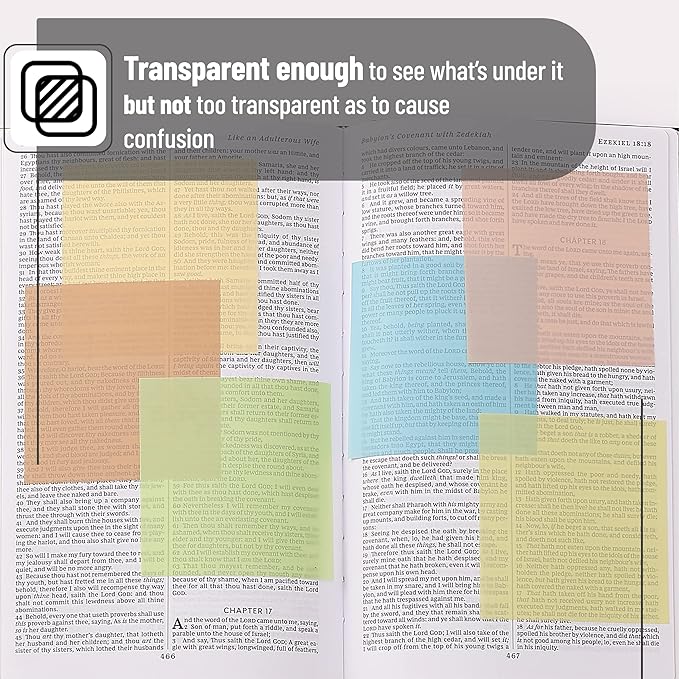 Mr. Pen- Transparent Sticky Notes, 3" x 3", 12 Pads, 600 Sheets, See Through Self-Adhesive Notes for Bible Journaling and Studying, Water-Resistant, Easy to Peel, Clean Removal