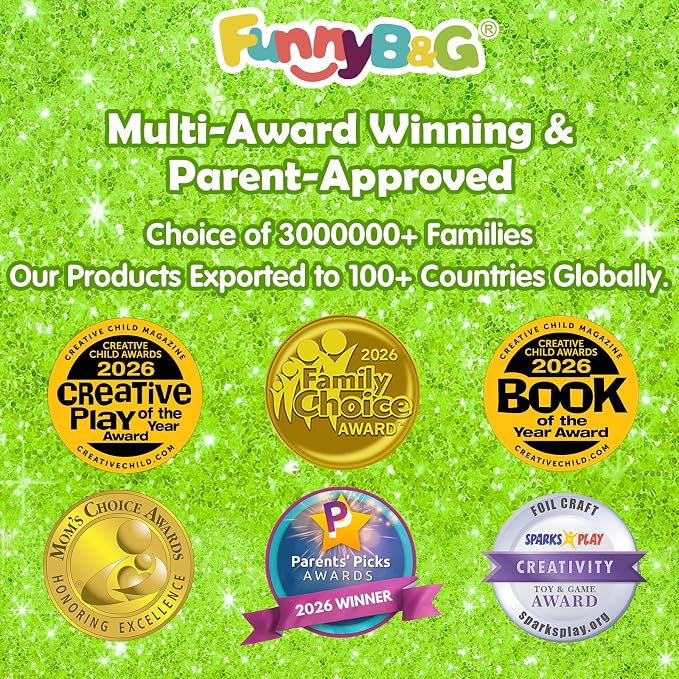 FUNNYB&G Foil Art Craft Kit for Kids 4-10 Years Old: Mess-Free & No-Glue, Create 16 Sparkly Animal World Pictures – Perfect Travel Toy & Birthday Gift for Kids (Animal World)