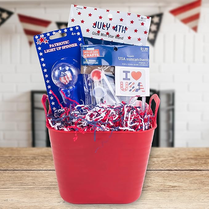 MagicWater Supply Soft & Thin Crinkle Cut Paper - 2 LB - Red White Blue - Paper Shred Filler for Gift Wrapping, Basket Filling, Birthdays, Weddings, Anniversaries, Valentines Day, and other occasions