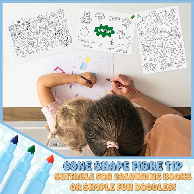 Bluey Colouring Pens 48 Piece Set for Kids - Art Supplies, Washable Felt Tip Markers, Gifts
