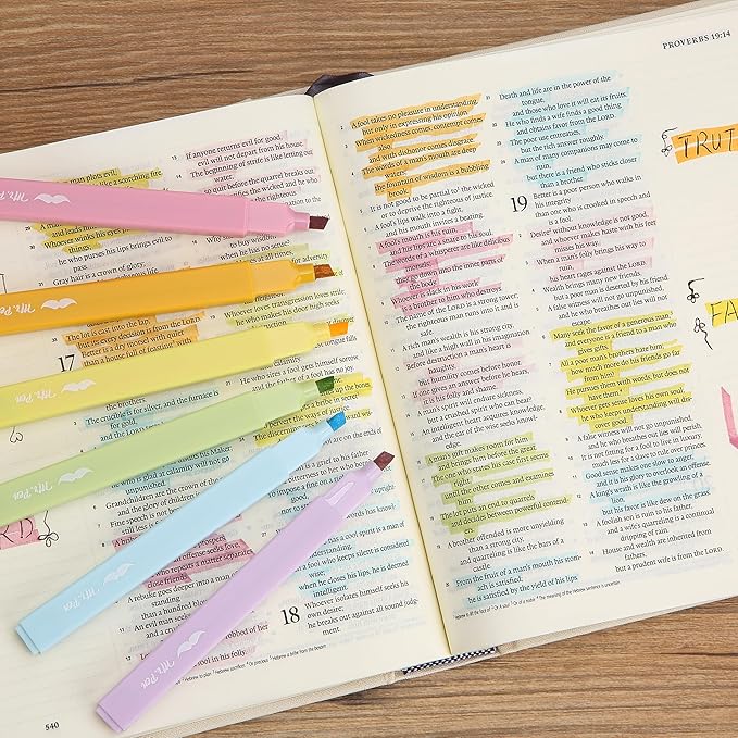 Mr. Pen- Aesthetic Highlighters and Ballpoint Pens No Bleed, 12 Pack, Spring Pastel, Bible Highlighters and Pens No Bleed, Fast Dry and No Smear for Bible Journaling, Planner, School Supplies