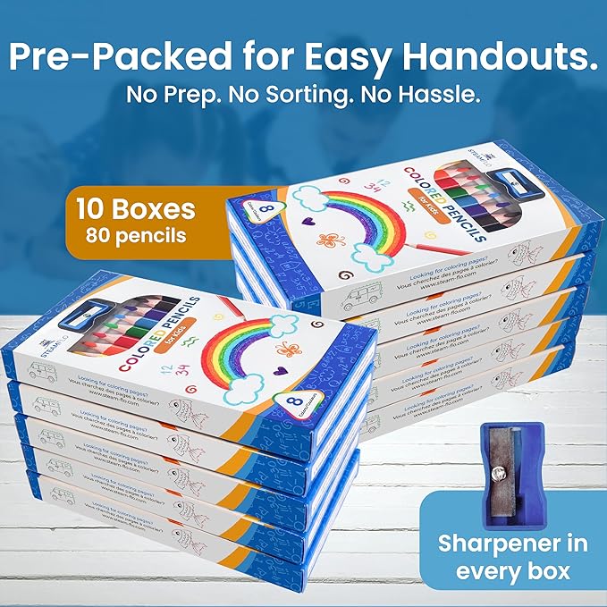 Colored Pencils for Toddlers 3-4 Years – Kids Pencils for Beginners, Toddlers and Preschoolers, Jumbo Triangle Shape for Easy Grip, Thick Colored Core for Easy Coloring and Less Breakage (10 Pack)