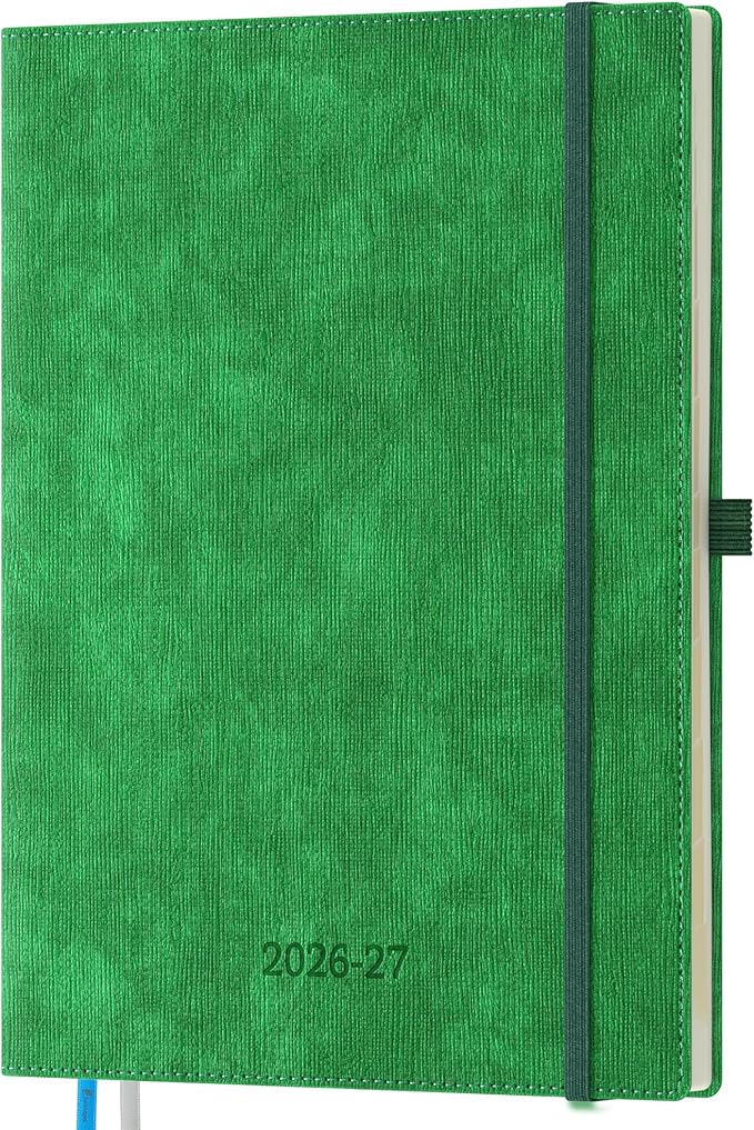 2026-2027 Weekly and Monthly Planner (July 2026–December 2027), 8.5"x11.5", Vertical Layout, 18 Months Agenda with Month Tabs & Pocket, Academic Calendar with Vegan Leather Cover,Green