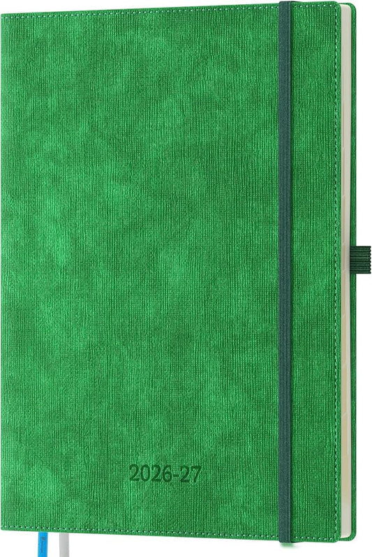 2026-2027 Weekly and Monthly Planner (July 2026–December 2027), 8.5"x11.5", Vertical Layout, 18 Months Agenda with Month Tabs & Pocket, Academic Calendar with Vegan Leather Cover,Green