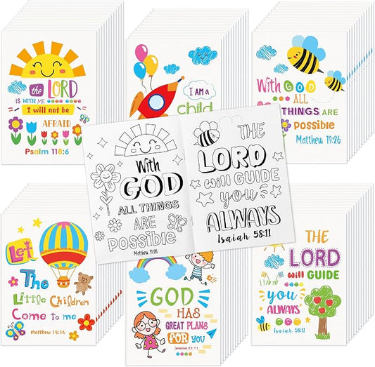 Dvbonike 72Pcs Religious Coloring Books Bible Verses DIY Color-in Pages | Drawing Booklet Bulk, Christian Theme Artwork, Holiday Activity, Sunday School Supplies, Classroom Reward, Party Favor, Gift