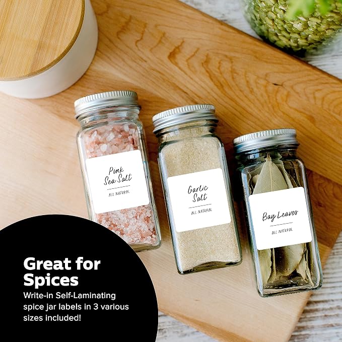 ThreeKin Waterproof Labels for Bottles and Containers - Custom Stickers - All-Purpose and Personalizable - Dishwasher, Freezer and Microwave Safe - BPA-Free - USA-Owned (Blank, 80pcs)