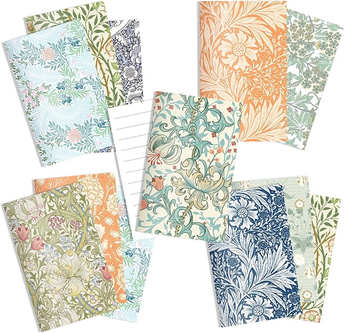 24 Pieces William Morris Floral Notepads Mini Vintage Floral Notebook Small Floral Pocket Journal with Soft Cover, 12 Styles William Morris Mini Notepads for Travel Journaling,Gift Sets & Daily Notes