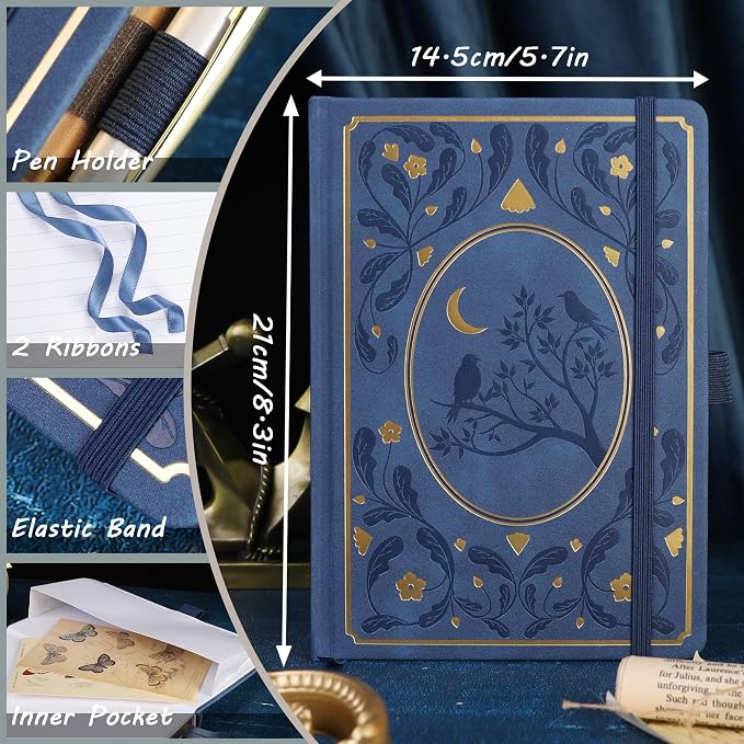 TIEFOSSI Line Journal Notebook, A5 Hardcover Rule Journal for Women Men