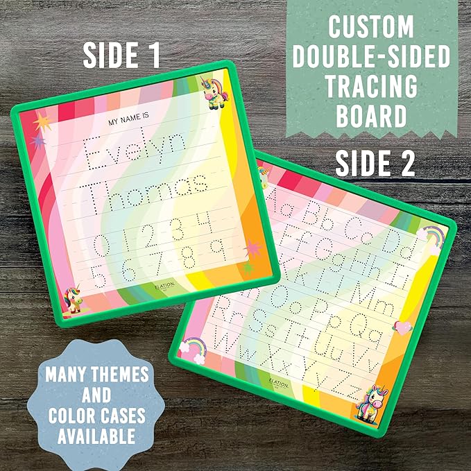 Kid's Name Tracing Board | Dry Erase Letter Tracing | Reusable Writing Practice Board | Personalized | Baby Unicorn Theme