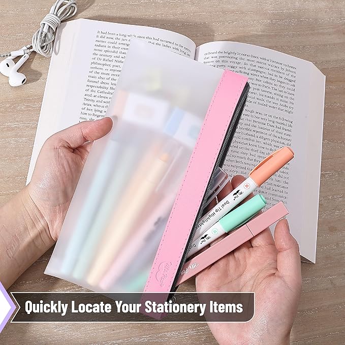 Mr. Pen- Clear Pencil Pouch, 8.50"x4.25", 6 Pack, Durable TPU Material, Medium Water-Resistant Pencil Bags with Smooth Zipper, Multipurpose Clear Pouch for Stationery, School, Office, Travel Supplies