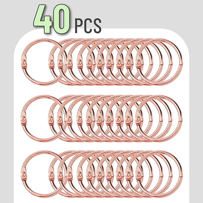Mr. Pen- Loose Leaf Binder Ring, 1 Inch, 40 Pack, Metal Loose Leaf Binder Book Rings for Books and Index Cards, Scrapbook, Keychains, School, Home, Office, Rose Gold