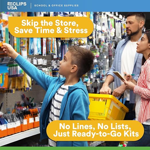Back to School Supplies Kit 60 Piece, 12 Kits for K-5 Kids Bulk School Supplies Set School Supply Kit