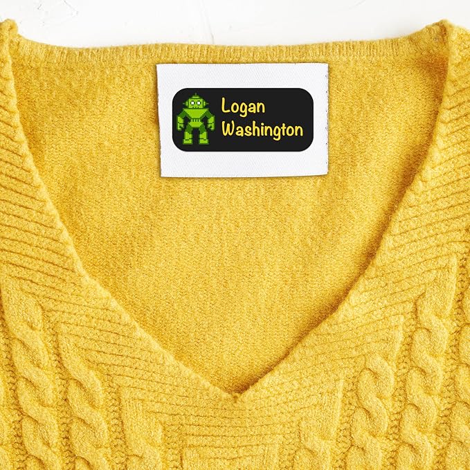 Personalized Waterproof Name Labels for Kids | Optional Packs 50, 150, 230 Labels | Custom Name Stickers for Kids' Clothing Tag, Water Bottle, Lunch Box, Customize Kid Name Label for Daycare Robots