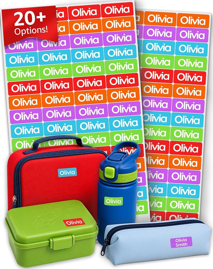 Personalized Universal Name Labels for Kids & Adults - Multicolor [140pcs] - Waterproof Name Stickers for School, Daycare & Clothes - Item & Supplies Name Stickers - Custom Stick On Labels