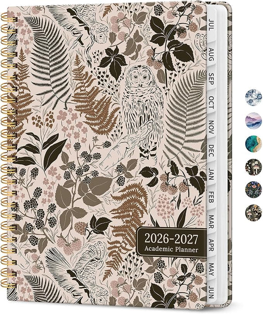 Planner 2026-2027, Academic Monthly and Weekly Calendar Planner for Women, July 2026 - June 2027, Hardcover Pretty Agenda Planner Book with Tabs, Spiral Daily Organizer for School Office Home Supplies, 8.5" x 11" - Magical Forest