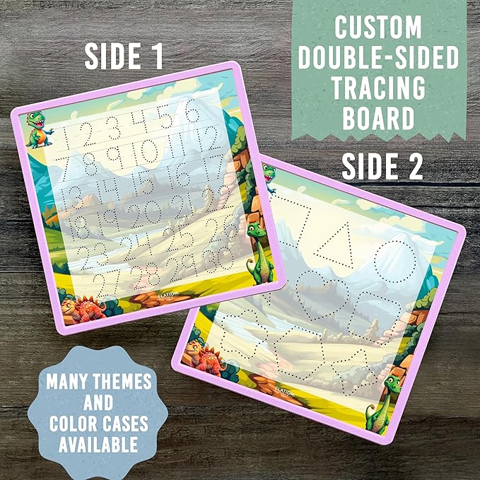 Kid's Name Tracing Board | Dry Erase Letter Tracing | Reusable Writing Practice Board | Personalized | Dinosaur Friends Theme