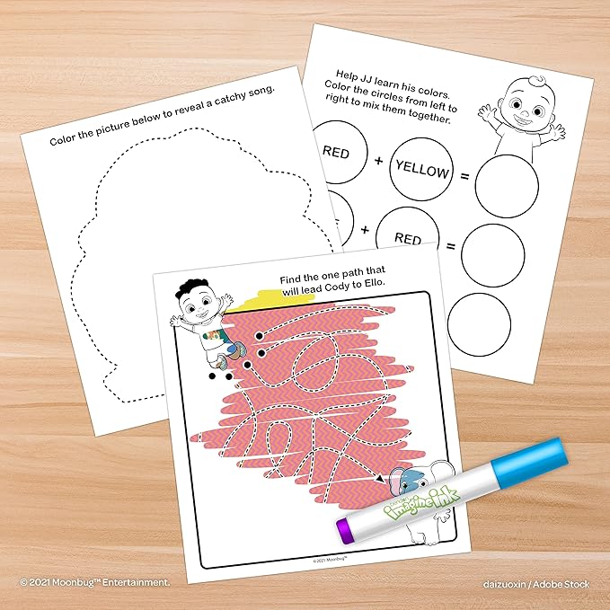 Bendon CoComelon 20 Page Imagine Ink Coloring Book with 1 Mess Free Marker