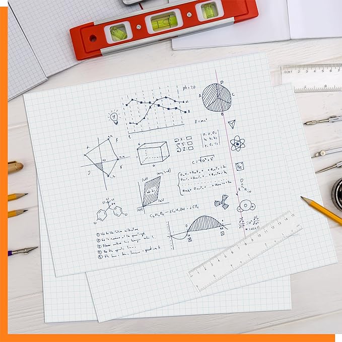 100 Sheets Graph Paper, Double-sided Grid Paper 4x4 Graph Ruled Paper (4 Squares per inch), Easy to Tear Blueprint Grid Pad For Students, Officers, Engineering Drawing, Drafting