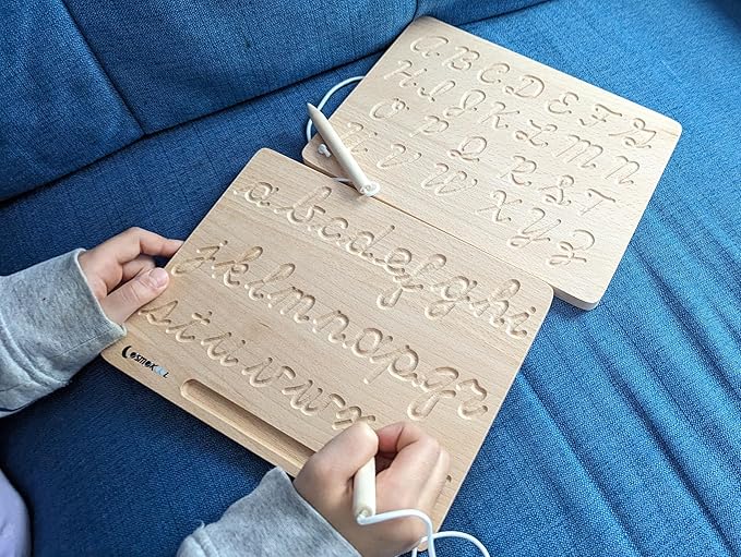 Montessori Alphabet Tracing Board | ABC Letters Uppercase+Lowercase| Double Sided Alphabet Learning Toys 3+ Year Old Toddler Writing Tools Classroom Must Haves |Pack of 2 Bundle