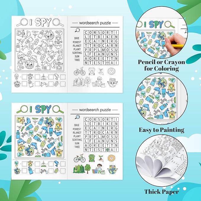 JAPBOR Earth Day Activity Coloring Books - Mini Save The Earth Activities Color Book Bulk for Party Favors, World Environment Day Small Colouring Pages for Gifts Giveaways Class Painting Games