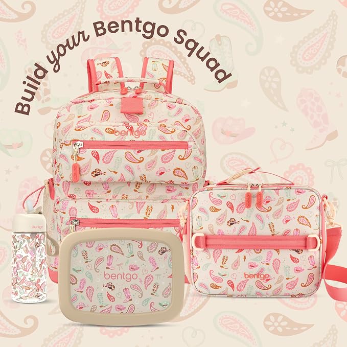 Bentgo Kids Print Backpack - Lightweight 14” Backpack for School, Travel & Daycare, Ideal for Ages 4+, Durable & Water-Resistant, Roomy Interior, & Loop for Lunch Bag (NEW Cowgirl Dreams)