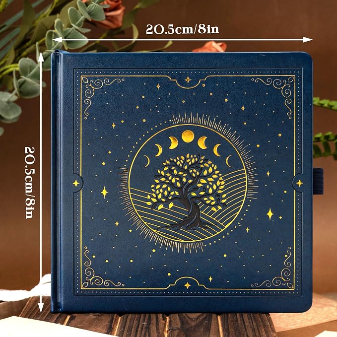 TIEFOSSI Tree of Life Journal, Square Dotted Journal for Women Men, Dot Aesthetic Notebook with 160 Numbered Pages, Hardcover Vegan Leather Journals with Bookmark, 160 GSM Thick Paper, 8 x 8 IN