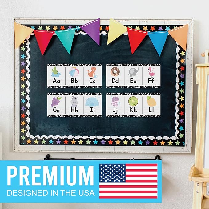 Hadley Designs Alphabet for Classroom Wall Decor - ABC Posters for Classroom Wall Chart Preschool & Kindergarten, ABC Letters & Number Line Elementary, Alphabet Cards, Pastel Classroom Decor