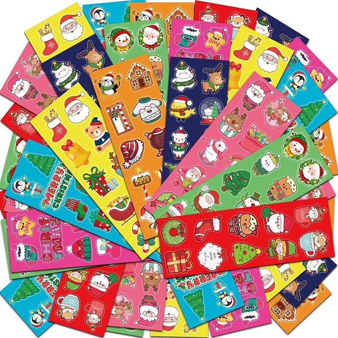 Christmas Stickers, Stocking Stuffers for Kids, 40 Sheets with 400 Stickers | Christmas Stickers for Kids, Christmas Crafts for Grandkids, Xmas Games Party Favors Supplies Gifts for Kids Ages 3 4 5 6 7 8