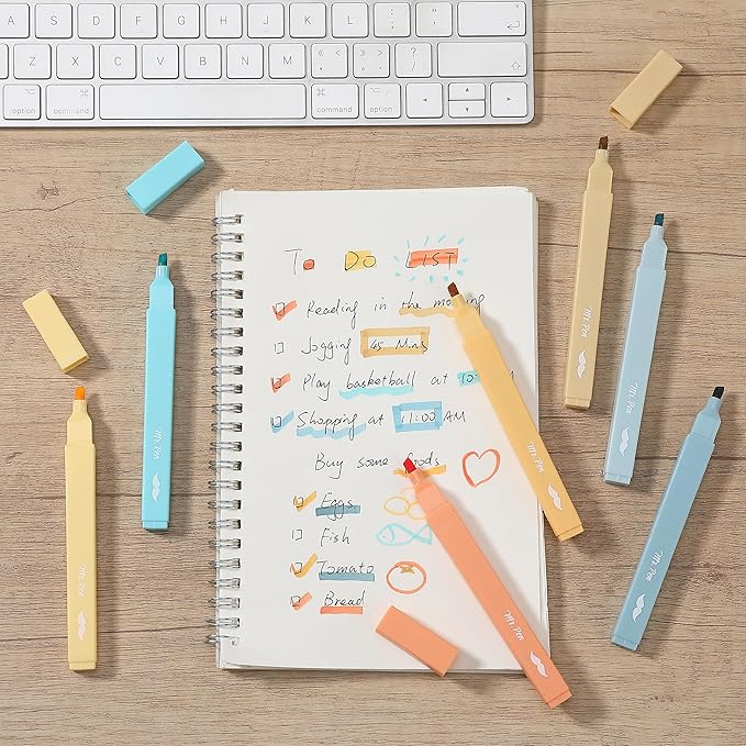 Mr. Pen- Aesthetic Highlighters No Bleed, 8 Pack, Pastel Colors, Chisel Tip, Cute Highlighters Assorted Colors for Journaling, Highlighting, Underlining, Fast Dry, Back to School Supplies