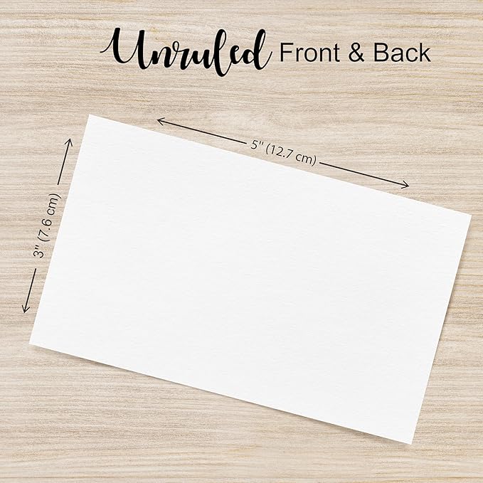 THREE LEAF 3 X 5, INDEX CARDS UNRULED, 4000 CT. (100 x 40) WHITE, Blank Flash Cards, Study Card, Memo Pad, For To-Do List, Art And Craft Projects