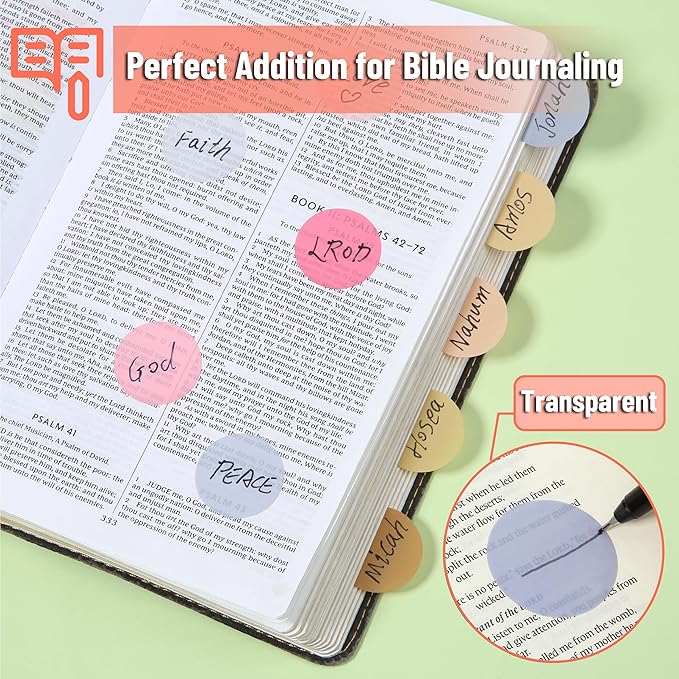 Mr. Pen- Round Transparent Sticky Notes, 1.1” Diameter, 28 Pads, 1120 Sheets, Colorful, Water-Resistant See-Through Sticky Notes Bulk & Fineliner, Smooth Writing, Note Tabs for Bible Journaling