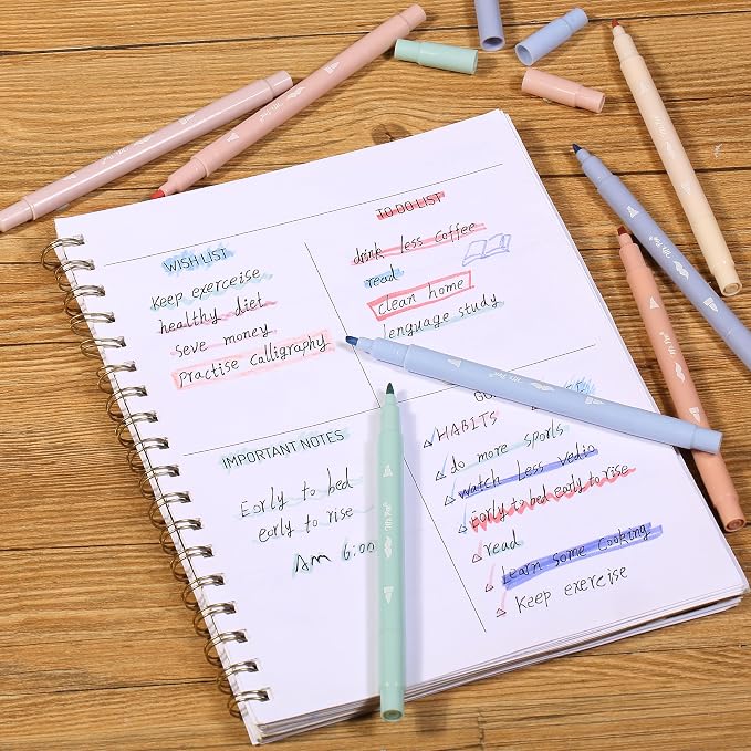 Mr. Pen- Dual Tip Aesthetic Bible Highlighters No Bleed Through, 8 pcs | Chisel & Brush Tip, Cute Highlighter for Journaling Supplies and School Accessories, Bible Highlighters and Pens No Bleed