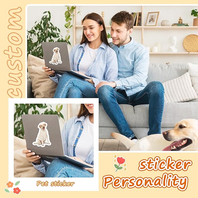 Personalized Pet Photo Stickers for Water Bottles Dog Cat Name Stickers Decals Custom Picture for Tumblers, Helmet, Cups, Phone Cases, Laptop and Dog Cat Bowls (Die Cut)