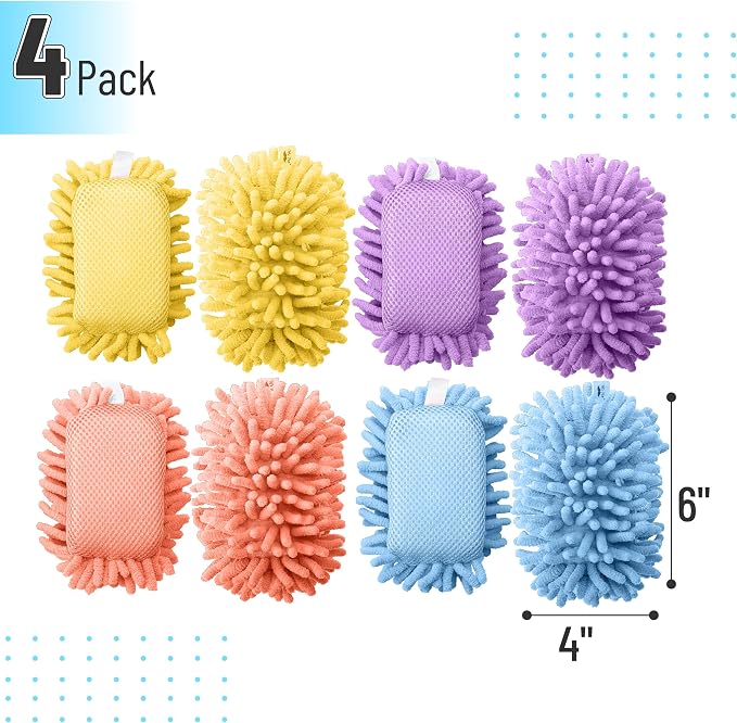 Mr. Pen- Magnetic Microfiber Shag Whiteboard Erasers, 4" x 6", 4 Pack