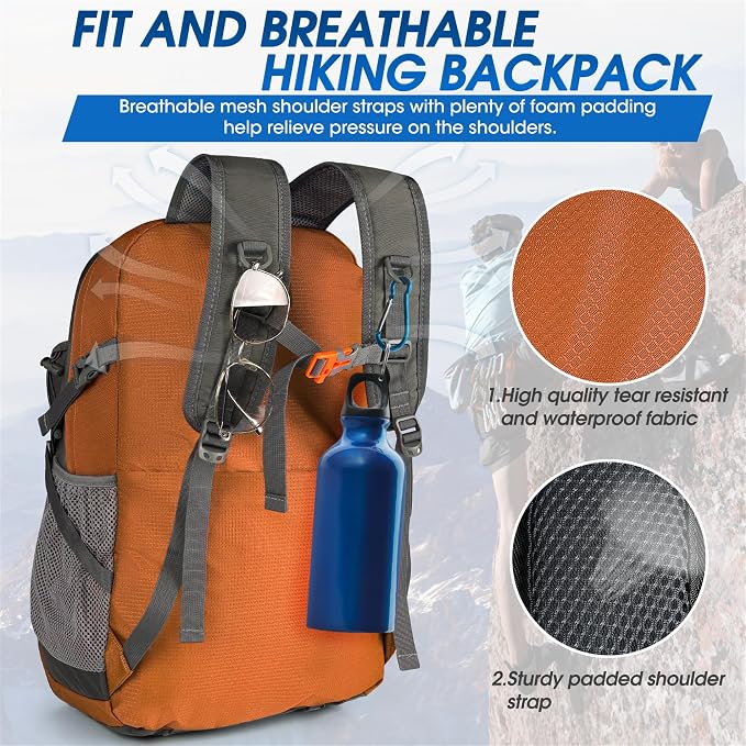 IGOLUMON Hiking Backpack 40L Packable Lightweight Camping Daypack Men Women | Multi-compartment storage Water-resistant Foldable Nylon Material Hiking Day pack for Camping Cycling Outdoor